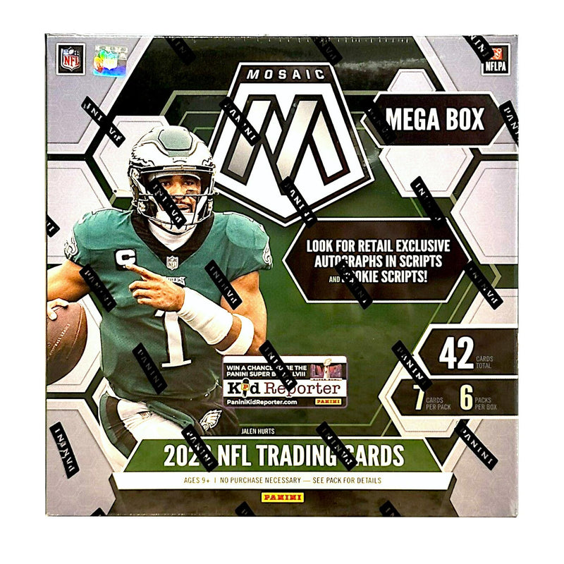2023 Panini Mosaic NFL Football Trading Cards Mega Box Superior Sports Investments Exclusive ! Look for Autographs.