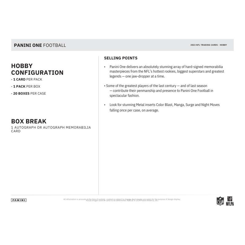 2023 Panini One Football Hobby Box