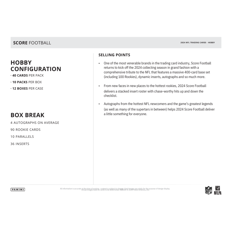 2024 Panini Score Football Hobby Box