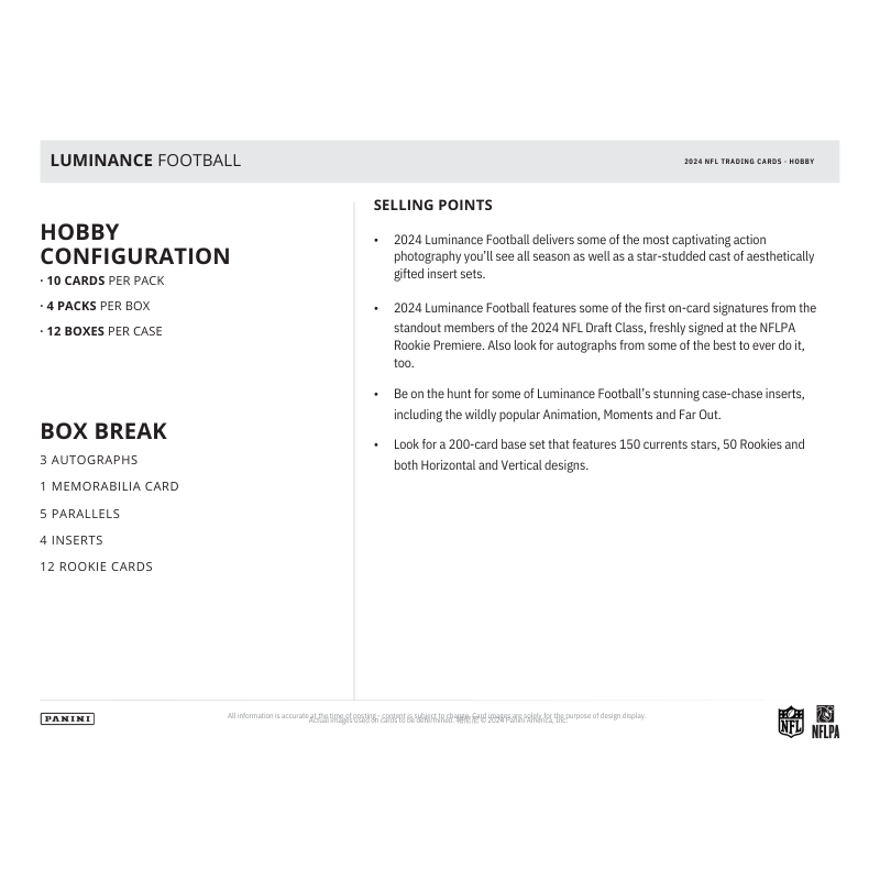 2024 Panini Luminance Football Hobby Box