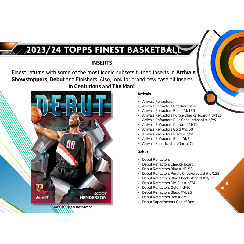 2023/24 Topps Finest Basketball Hobby Box